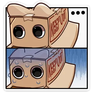 😓 KEEP OUT gatto, scatola, vietato l'ingresso, cartone animato, triste, carino, animale telegram sticker