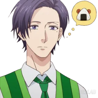 💭 anime, character, rice ball, food, thinking telegram sticker