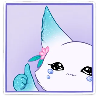 👍 pegatina, lindo, animal, zorro, pulgar arriba, llorando telegram sticker