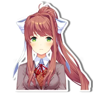 😐 Monika Doki Doki Literature Club! Anime, Garota, Uniforme, Fofa, Video game, DDLC whatsapp sticker