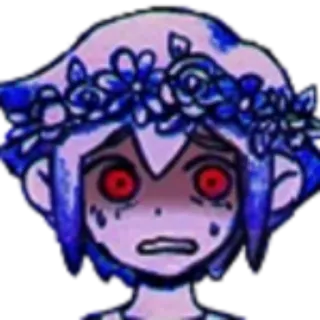 😨 Basil Omori อนิเมะ, เศร้า, มงกุฎดอกไม้, วิดีโอเกม, Omori telegram sticker
