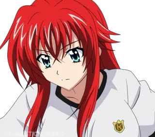 🩸 Rias Gremory High School DxD アニメ, 赤い髪, 女の子, 制服 telegram sticker