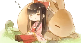 😴 动漫, 女孩, 睡觉, 兔子, 蛇 telegram sticker