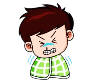 🤧 Cartone animato, Malato, Raffreddore, Influenza, Malattia, Personaggio, Emoji, Adesivo telegram sticker