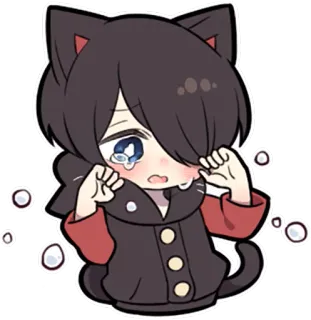 😭 Anime, Katzenjunge, weinend, traurig, kawaii, süß, digitale Kunst whatsapp sticker