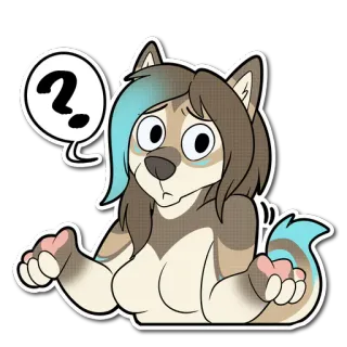 ❓ ? Furry, Pergunta, Cachorro, Desenho animado, Animal, Confuso telegram sticker