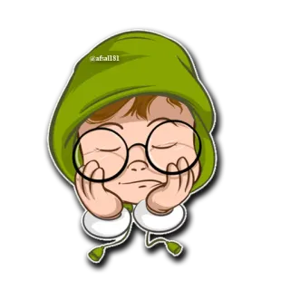🙇 @afall81 desenho animado, pessoa, capuz, óculos, sonolento telegram sticker