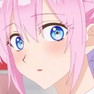 🍧 Anime, Mädchen, rosa Haare, blaue Augen, Cartoon, Porträt telegram sticker