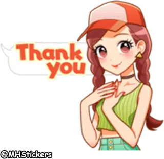 🙏 Thank you obrigado, menina, desenho animado, fofo, adesivo, anime, amigável telegram sticker