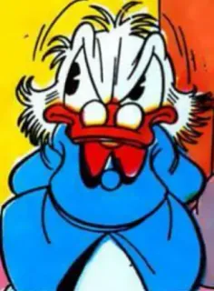 😡 Scrooge McDuck Paperon de' Paperoni, Disney, Cartone animato, Papero, Arrabbiato, Ricco whatsapp sticker