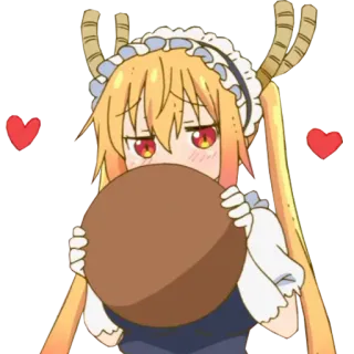 ❤ Tohru Miss Kobayashi's Dragon Maid drago, anime, carino, cuori, maid, kawaii telegram sticker