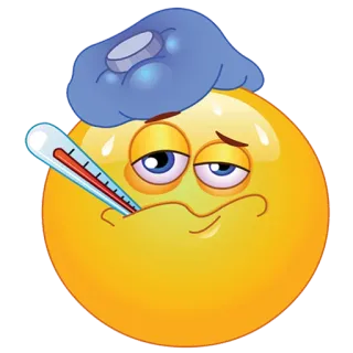 😪 emoji, sick, thermometer, fever, sad telegram sticker