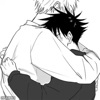 🖤 abbraccio, anime, affetto, amicizia, bianco e nero whatsapp sticker