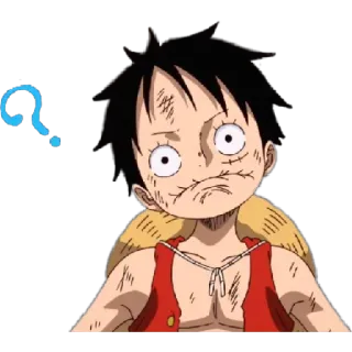 😁 Monkey D. Luffy One Piece アニメ, マンガ, 質問, 困惑, ワンピース, ルフィ whatsapp sticker