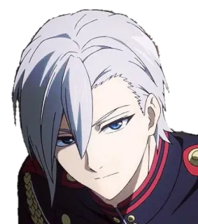 😏 Anime, Man, Personage, Wit Haar, Blauwe Ogen, Serieus, Portret telegram sticker