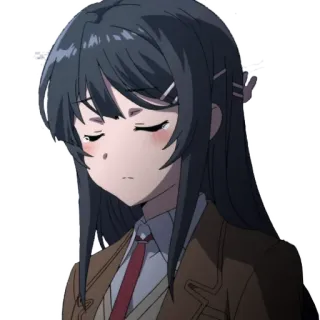 😔 Mai Sakurajima Rascal Does Not Dream of Bunny Girl Senpai Anime, Ragazza, Triste, Bruna, Uniforme scolastica telegram sticker