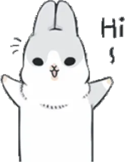 😃 Hi konijn, groet, dier, schattig, sticker, hoi telegram sticker