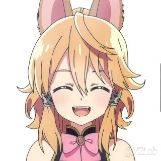 😄 Anime, Katzenohren, Kawaii, Süß, Lächelnd, Cartoon telegram sticker