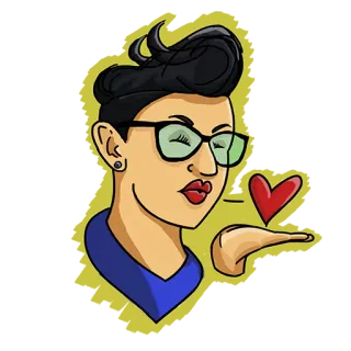 😘 จูบ, ความรัก, แว่นตา, การ์ตูน, หัวใจ, จูบ telegram sticker