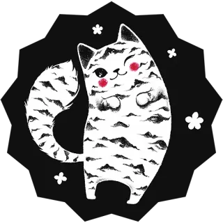 😉 chat, chaton, animal, mignon, blanc, noir, illustration, kawaii telegram sticker