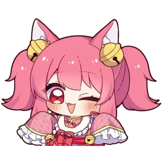 😉 anime, chibi, kawaii, cute, cat girl, manga, pink telegram sticker
