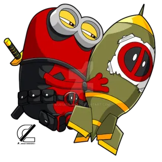 👻 Deadpool minion, deadpool, bomb, weapon, superhero, crossover, parody telegram sticker