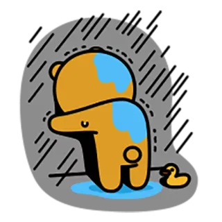🌧 triste, chuva, urso, pato, desenho animado, adesivo telegram sticker