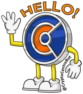 ✌ HELLO! salutation, bonjour, pièce, dessin animé, mascotte whatsapp sticker