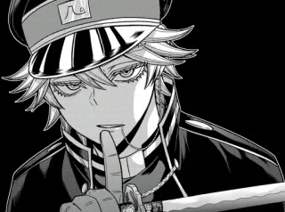 🧏‍♂ Anime, Manga, Militar, Oficial, Shhh, Blanco y Negro telegram sticker