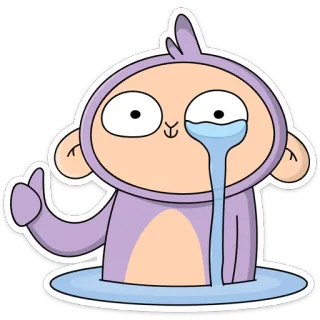 👍 monyet, menangis, sedih, air mata, kartun, stiker whatsapp sticker
