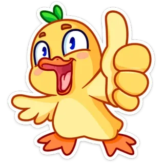 👍 Ente, Daumen hoch, Tier, Cartoon, Niedlich, Fröhlich whatsapp sticker