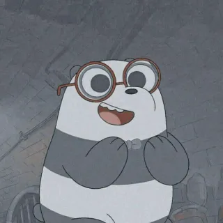✨ Panda We Bare Bears dibujos animados, oso, panda, gafas, feliz telegram sticker