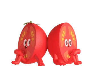 🤝 tomate, dibujos animados, lindo, fruta, verdura, comida whatsapp sticker