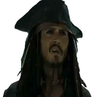 😨 Jack Sparrow Pirates of the Caribbean bajak laut, kapten, Jack Sparrow, Depp, film telegram sticker