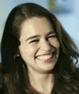 😂 Emilia Clarke actriz, celebridad, retrato, mujer, persona, sonrisa whatsapp sticker
