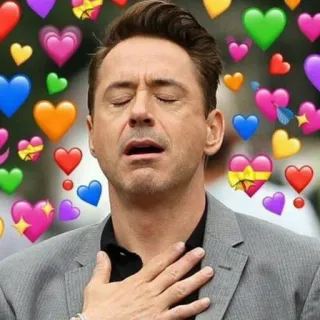 💖 Robert Downey Jr. olhos de coração, amor, afeição, Robert Downey Jr., meme, coração telegram sticker