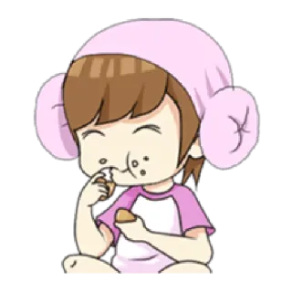 ☺️ Kartun, Makan, Gadis, Lucu, Piyama whatsapp sticker