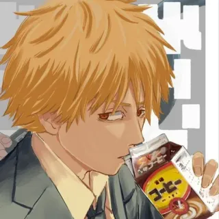 😕 Denji Chainsaw Man コーヒー chainsaw man, เด็นจิ, อนิเมะ, มังงะ, กาแฟ, ดื่ม whatsapp sticker