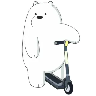 🛴 Ice Bear We Bare Bears мультфильм, белый медведь, самокат, Мы обычные медведи, белый медведь, животное telegram sticker