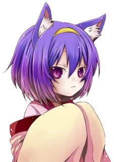 😏 Anime, Kocia Dziewczyna, Manga, Kawaii, Fioletowe Włosy, Uszy, Słodkie telegram sticker