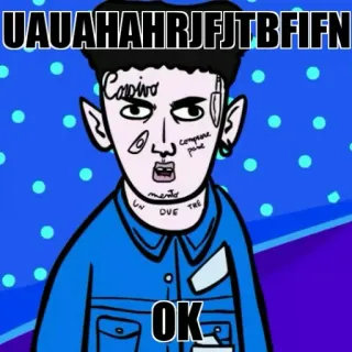 😀 UAUAHAHRJFJTBFIFN
OK Cartone animato, Personaggio, Testo, Meme telegram sticker