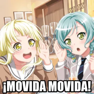 👂 ¡MOVIDA MOVIDA! Anime, Mädchen, fröhlich, glücklich, Freunde whatsapp sticker