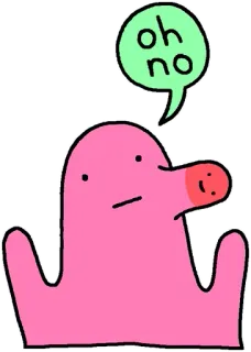 🤡 oh no oh no, dibujo animado, rosa, mancha, expresión, bocadillo telegram sticker