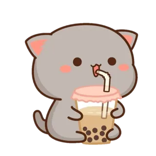 ✨ mèo, động vật, đồ uống, trà sữa trân châu, dễ thương telegram sticker