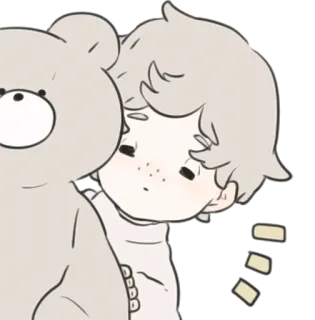 👀 süß, Junge, Teddybär, Freundschaft, Cartoon, Anime, Umarmung telegram sticker