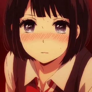 🖇 animé, fille, mignon, rougir, coupe au carré telegram sticker