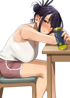 😍 Anime, Frau, Entspannung, Illustration, Cartoon, Getränk telegram sticker