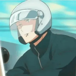 🎸 helmet, anime, cartoon, motorcycle, character telegram sticker