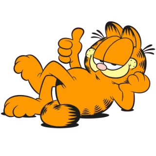 👍 Garfield cartoon, cat, comic, lazy, orange whatsapp sticker