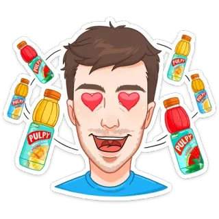 😍 PULPY polposo, succo, amore, occhi a cuore, bevanda, bibita, cartone animato telegram sticker